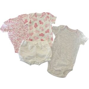 NEW Carter's Bundle 3 onesies and Bubble shorts 3 months girls Pink
